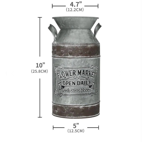 Metal Flower Market Vase Vintage Style - Picture 5 of 5